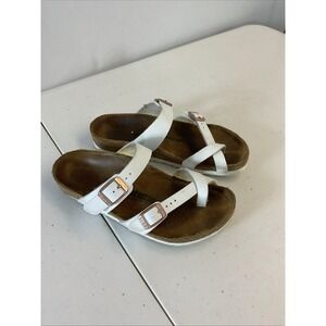 Birkenstock Girls Size 33 N Mayari White Sandals Toe‎ Loop Birki's US Girls 2